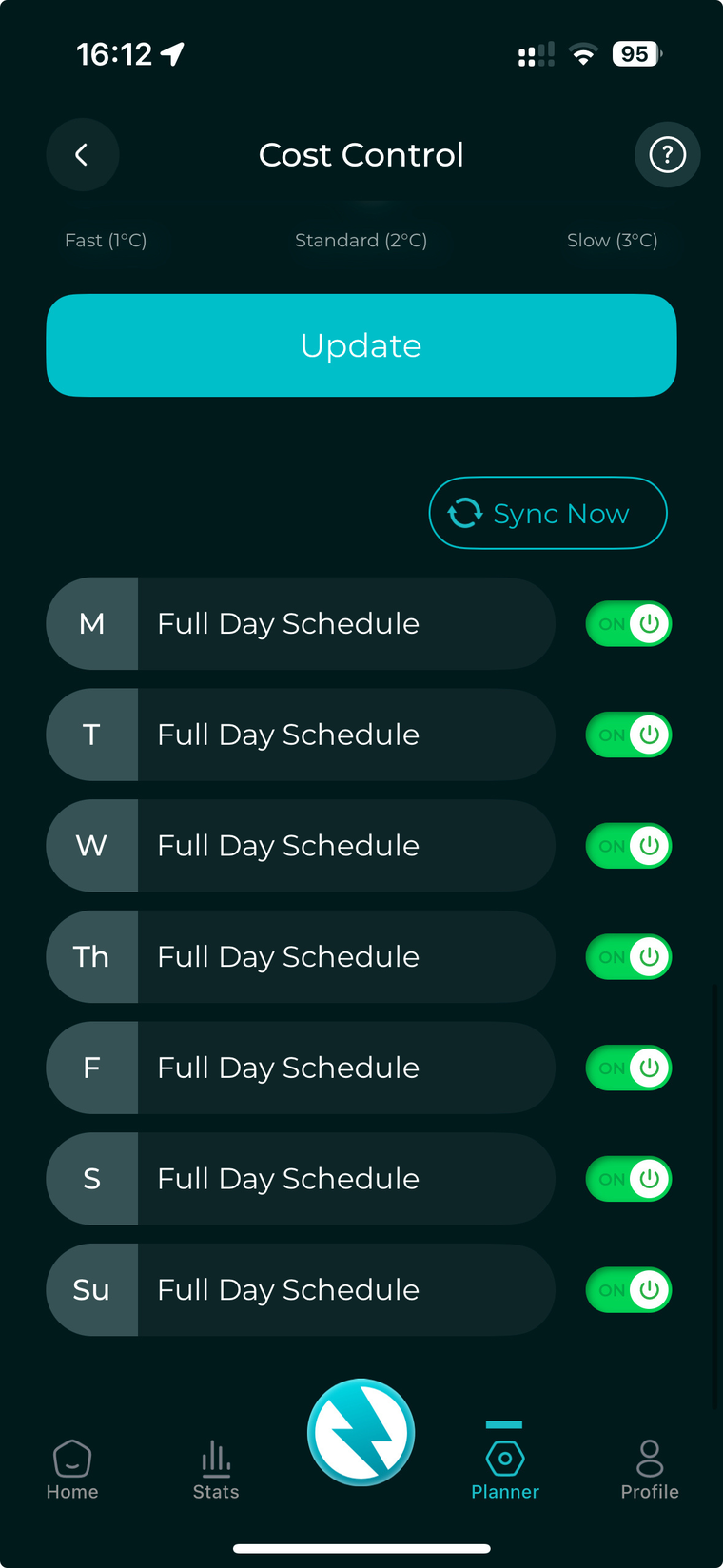 A full-day schedule across the week