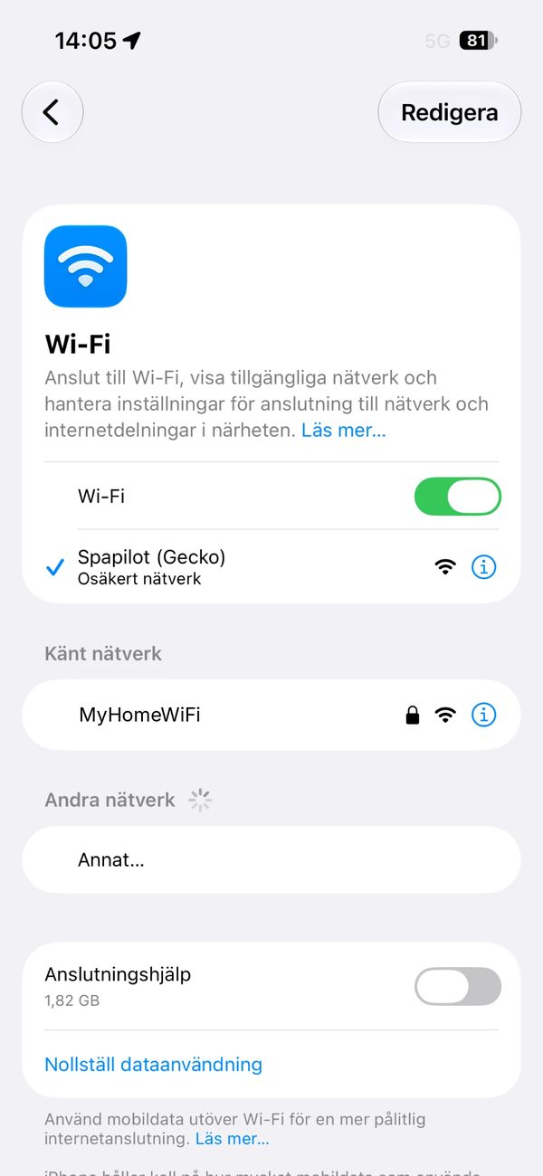 The phone is connected to Spapilot (Gecko)
