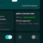 Interface de gestion écologique de SpaPilot, affichant le centre de service et les cycles de filtration, soulignant la planification et la surveillance pour une gestion efficace du spa.